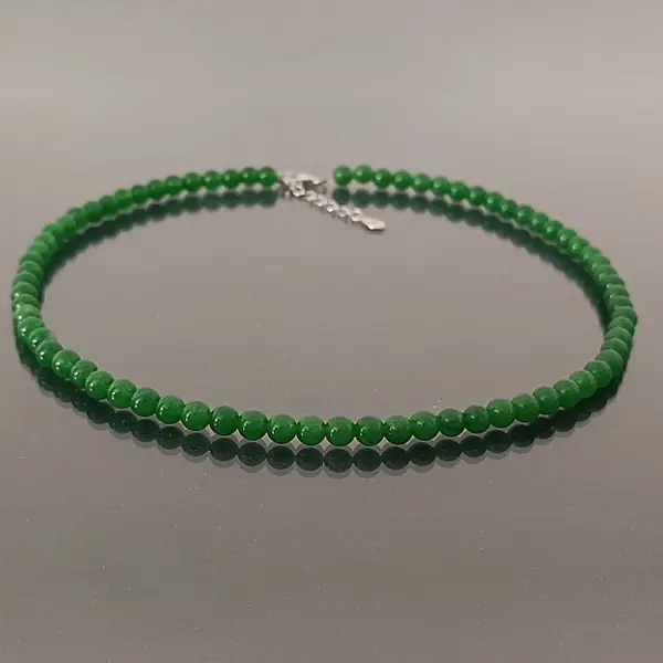 Colier Kaskadda Jad Verde Malaezian de 6 mm si Inchizatoare din Argint KASKADDA