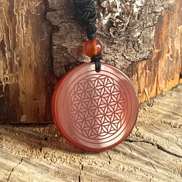 Colier pandantiv carneol | Flower of Life