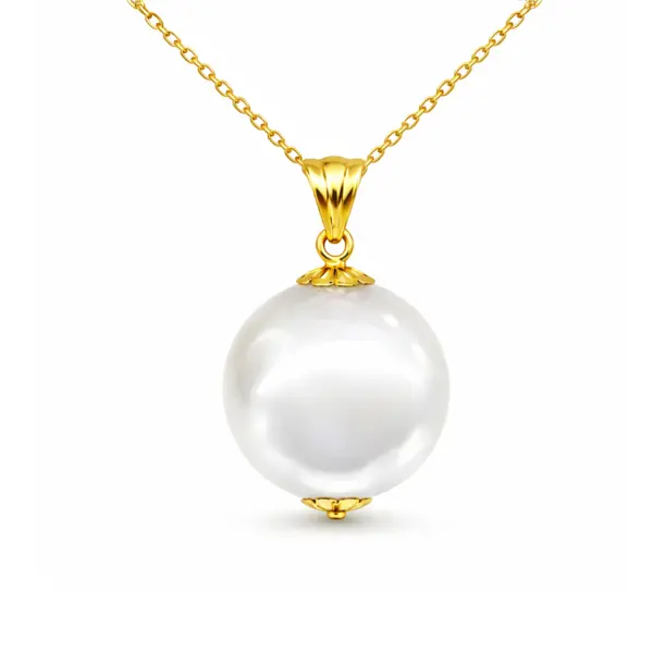 Colier Perla Naturala Alba Edison, 12,5-13 mm, Aur 14K (aur 585) KASKADDA