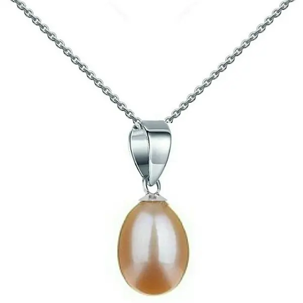 Colier Perla Naturala Crem, Lacrima, 6 8 mm E i Aur Alb 14K (aur 585) KASKADDA