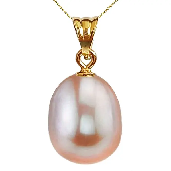 Colier Perla Naturala Lavanda, 12 9 mm, Lacrima, Aur 14K (aur 585) KASKADDA