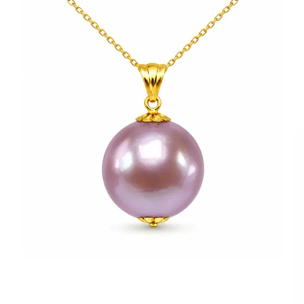 Colier Perla Naturala Lavanda Edison, 12-12,5 mm, Aur 14K (aur 585) KASKADDA
