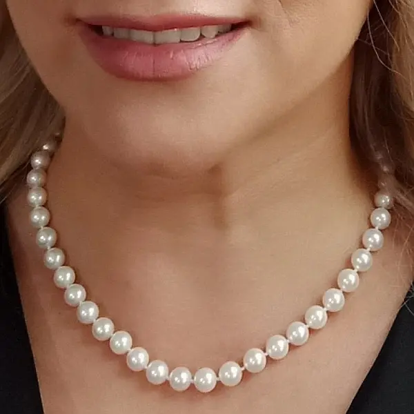 Colier Perle Akoya Japoneze, AAA, 7,5-8 mm, Aur Alb 14K KASKADDA