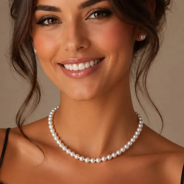 Colier Perle Akoya Japoneze, AAA, 7-7,5 mm, Aur Galben 14K KASKADDA