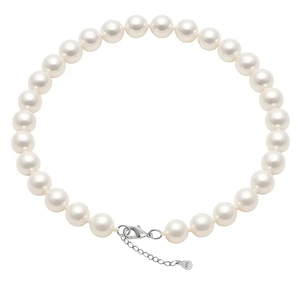 Colier Perle Naturale Albe 9-10 mm, AAA, Model Business, Argint 925 KASKADDA
