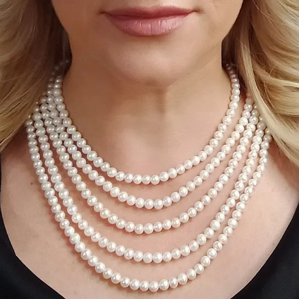 Colier Perle Naturale Albe, AA+, Extravagance, Argint 925 KASKADDA