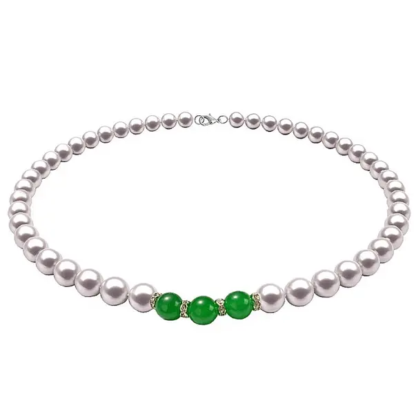 Colier Perle Naturale E i Jad Verde, Inchizatoare Argint 925 KASKADDA