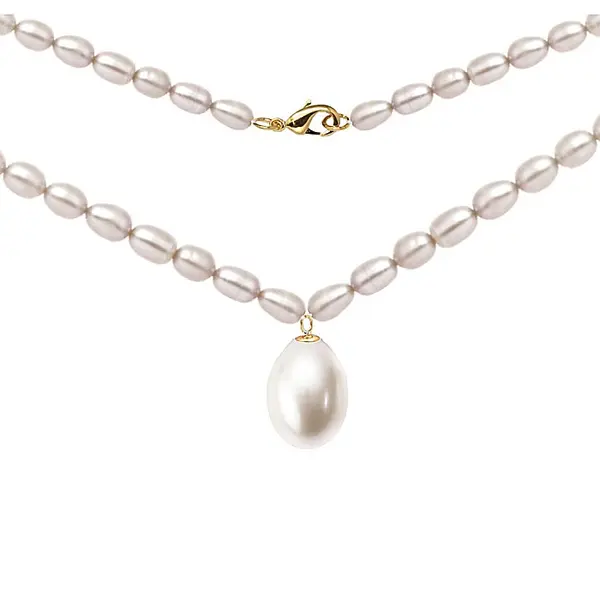 Colier Perle Naturale E i Pandantiv cu Perla Lacrima Rara, Aur 14K (aur 585), Model Princess KASKADDA