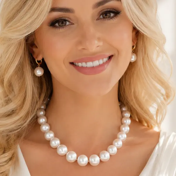Colier Perle Naturale Edison Albe 11,5-14,5 mm, AAA, Aur Galben 14K KASKADDA