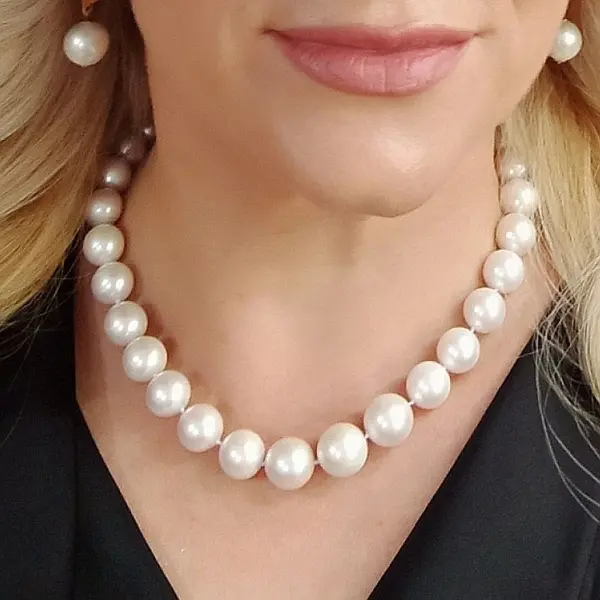 Colier Perle Naturale Edison Albe 11,5-14,5 mm, AAA, Aur Galben 14K KASKADDA