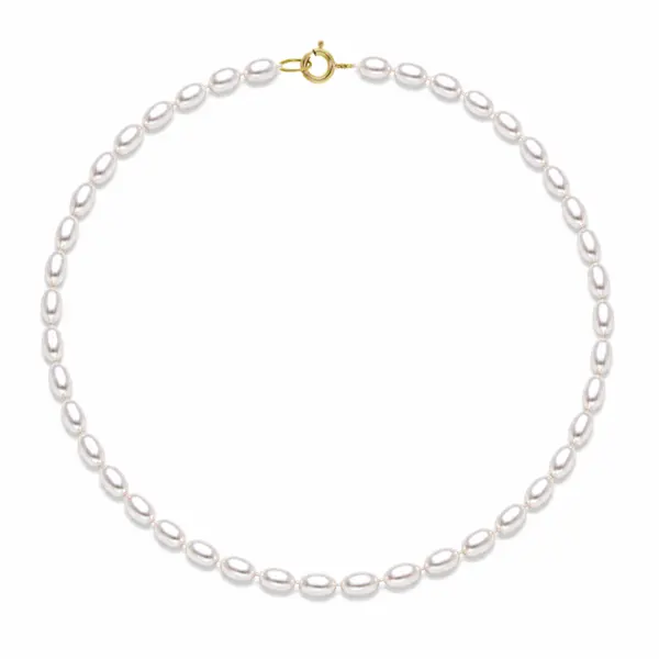 Colier Perle Naturale Ovale Albe cu Inchizatoare Aur 14K (aur 585) KASKADDA