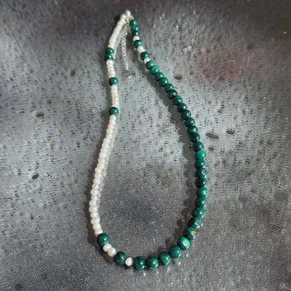 Colier perle si malachit Innate#4