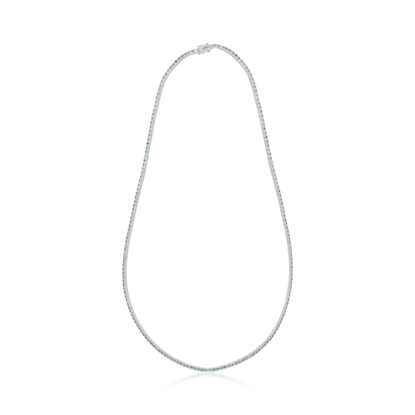 Colier tennis din aur alb cu diamante albastre de 1.8ct