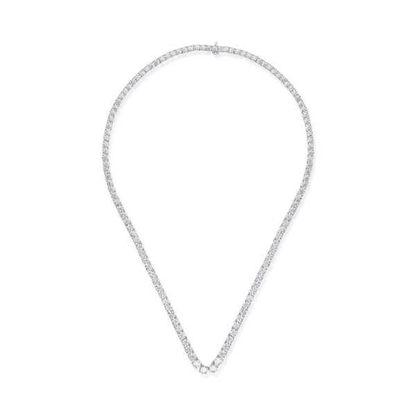 Colier tennis din aur alb cu diamante de 16.46ct