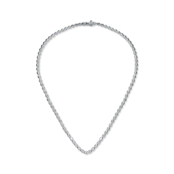 Colier tennis din aur alb cu diamante de 9.6ct