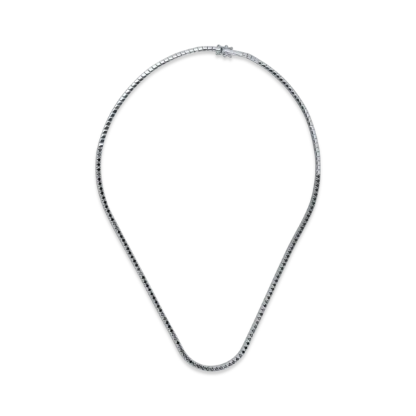 Colier tennis din aur alb cu diamante negre de 1.6ct