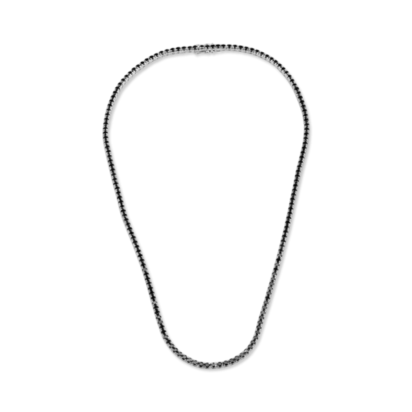 Colier tennis din aur alb cu diamante negre de 7.4ct