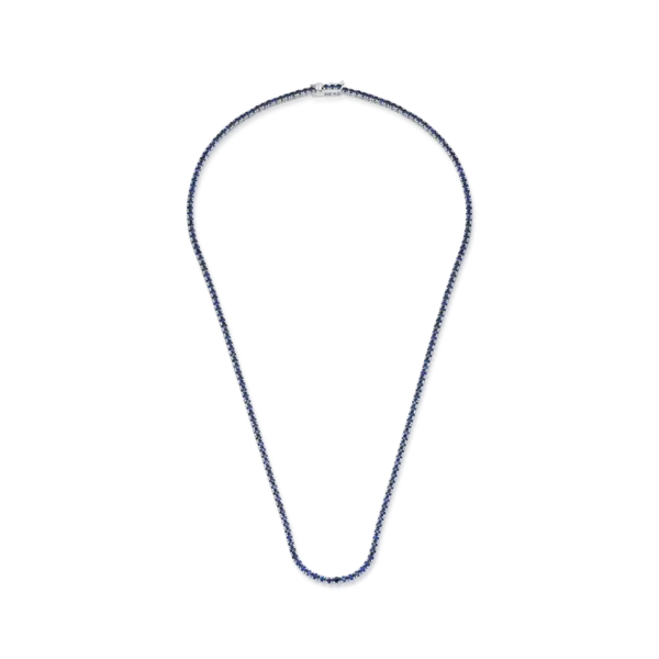 Colier tennis din aur alb cu safire de 5.8ct