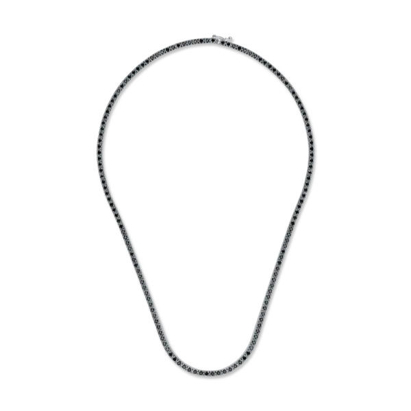 Colier tennis din aur alb-negru cu diamante negre de 3.11ct