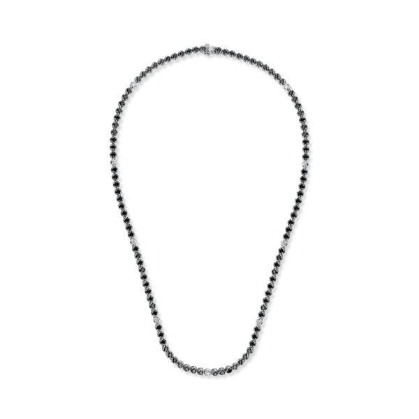 Colier tennis din aur alb-negru cu diamante negre si incolore de 6.1ct