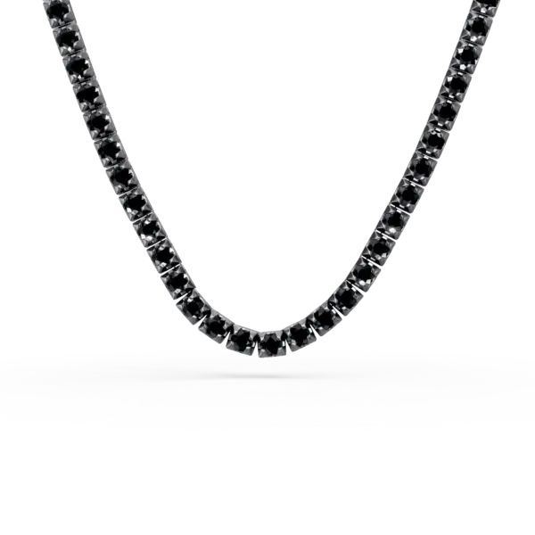 Colier tennis din aur negru cu diamante negre de 7ct