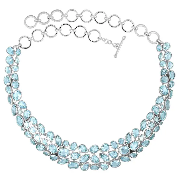 Colier topaz albastru – 85 de pietre naturale