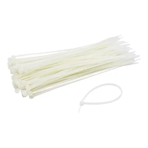 Coliere de plastic Nylon 6/6, 200×2.5 mm, alb, set 100 bucăți, TCP-200-2.5-W