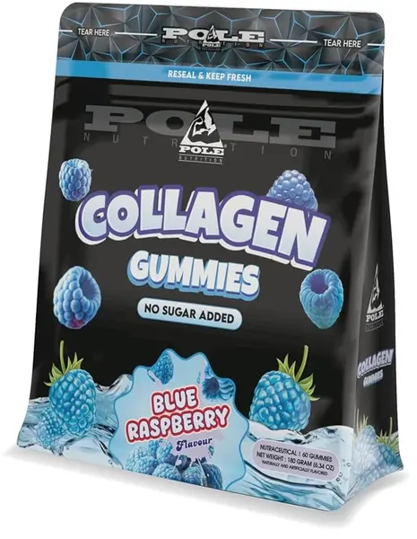 Collagen Gummies, zmeură albastră, 60 de bomboane gelatinoase, Pole Nutrition