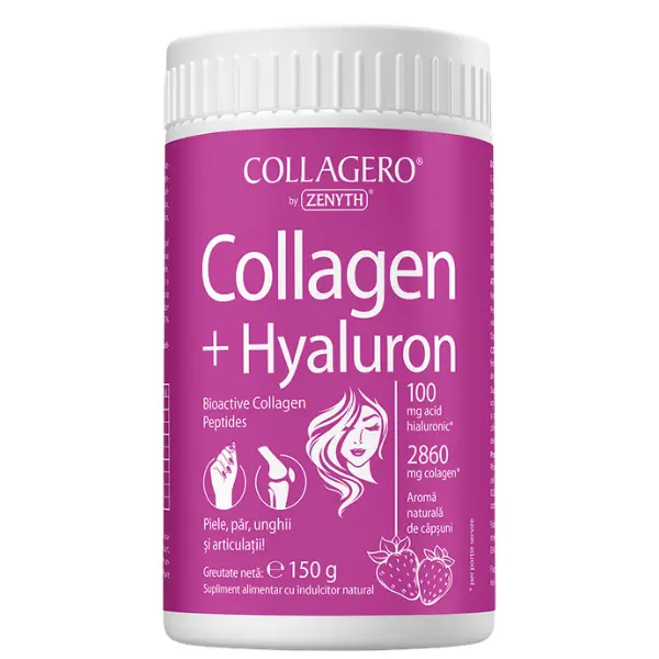 Collagen + Hyaluron cu aroma de capsuni, 150 g, Zenyth | 150 g