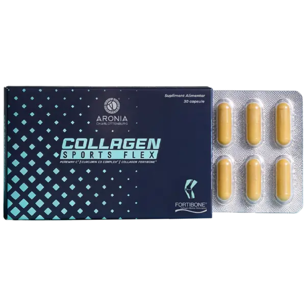 Collagen Sports Flex — 30 capsule pentru sănătatea articulațiilor, oaselor și mușchiilor, cu Fortibone® Collagen, Curcumin C3 Complex® și Vitamina C Pureway-C®