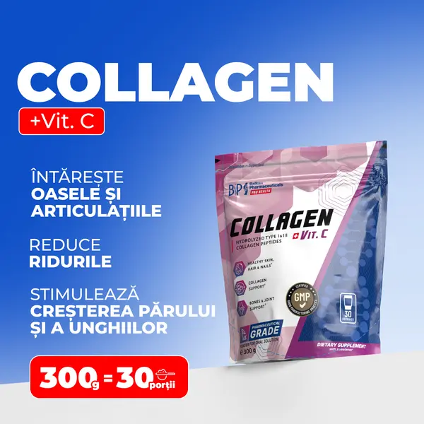 Collagen + Vit. C, 300g, 30 de porții, pulbere