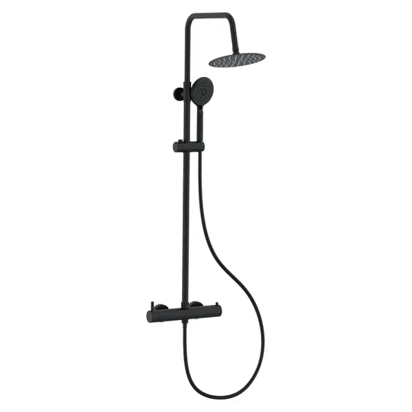 Coloana de dus Boet 82430/3/N baterie dus cu termostat tubulara furtun si para de dus incluse negru mat