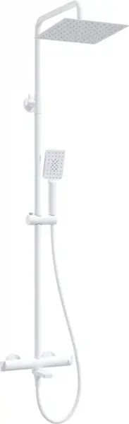 Coloana de dus cu palarie, alb, para de dus si baterie cu termostat, Deante Therm