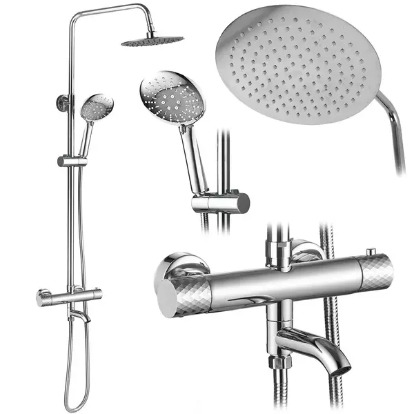Coloana de dus cu termostat Lungo Diamond Crom