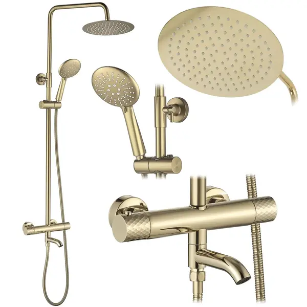 Coloana de dus cu termostat Lungo Diamond Gold