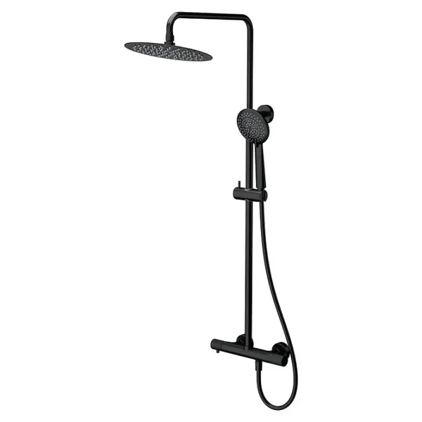 Coloana de dus cu termostat si dus de ploaie negru, Cersanit Zen