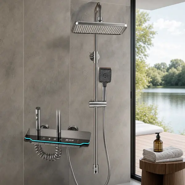 Coloana Dus Crom Sistem Dus Complet cu Baterie Mixta Termostatica