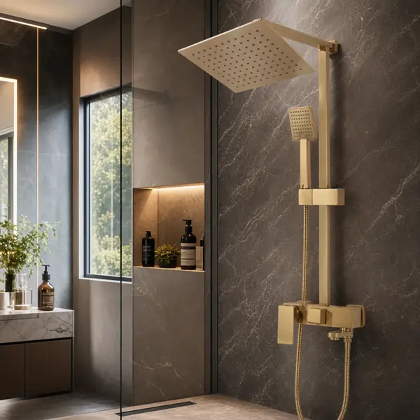 Coloana Dus cu Baterie Monocomanda Auriu 104cm Design Modern