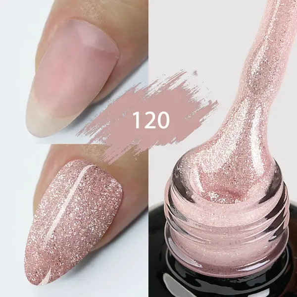 Color Rubber Base Kievskaya Nr. 120 15ml | Bază rubber color roz cu glitter fin