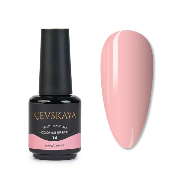 Color Rubber Base Kievskaya Nr. 14 15ml | Bază rubber color roz piersică natural
