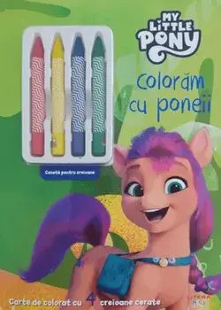 Coloram cu poneii. Carte de colorat cu 4 creioane cerate/***