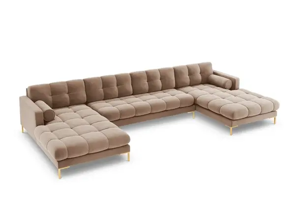 Coltar 7 locuri Bali velvet/picioare gold – L383 x l185 x h75