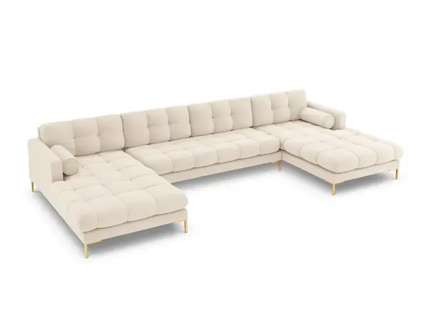 Coltar 7 locuri tapitat Bali picioare gold – L383 x l185 x h75