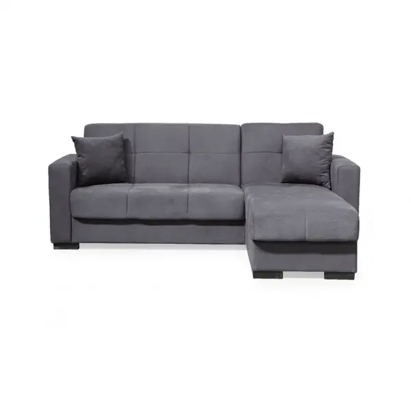 Coltar BETTY extensibil, cu lada depozitare, colt interschimbabil, gri, 212x145x80 cm