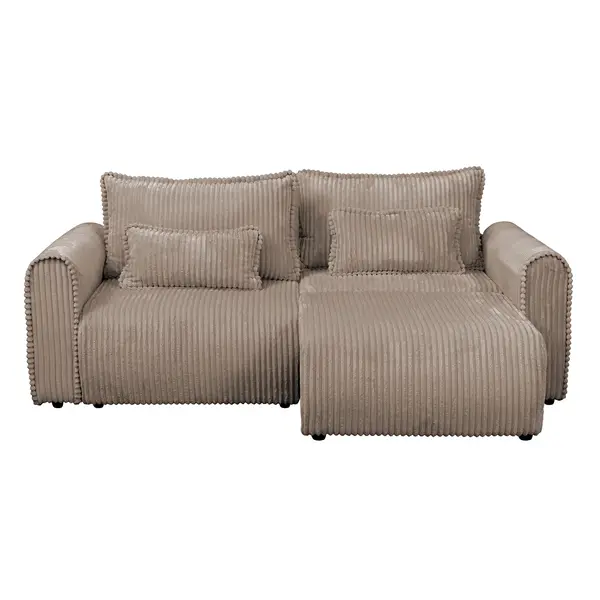 Coltar Canapea extensibil BELLAGIO, cu arcuri si lada depozitare, colt interschimbabil, maro, 250x125 165x95 cm