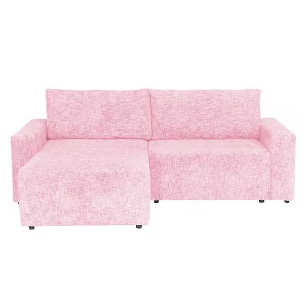 Coltar DALLAS ONE extensibil, cu lada depozitare, colt interschimbabil, roz, 258x173x90 cm