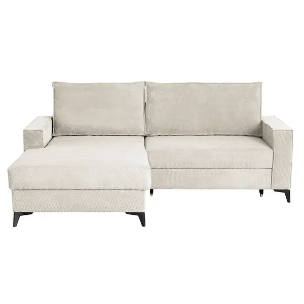 Coltar extensibil FREDERIC, cu arcuri si lada depozitare, colt stanga, bej, 235x160x95 cm