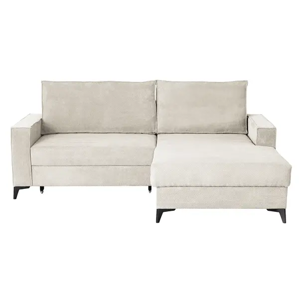 Coltar extensibil FREDERIC, cu arcuri si lada depozitare, colt dreapta, bej, 235x160x95 cm