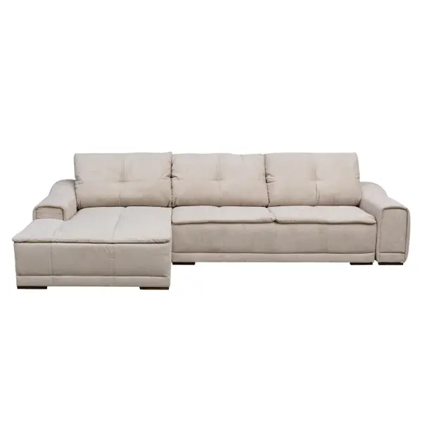 Coltar extensibil OSLO 3S1, cu arcuri si lada depozitare, colt stanga, bej, 360x190x100 cm