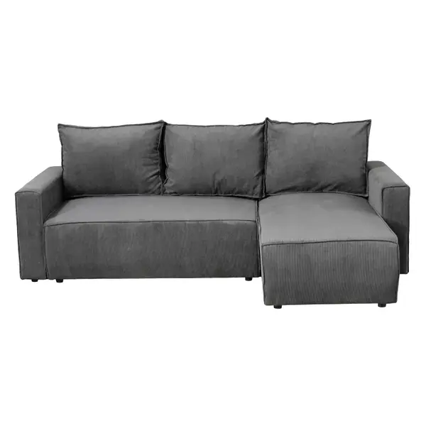 Coltar extensibil PORTA, cu arcuri si lada depozitare, colt interschimbabil, gri, 238x150x90 cm